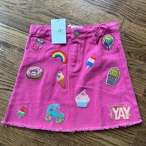 Lola & The Boys Pink Skirt with Vibrant Patches